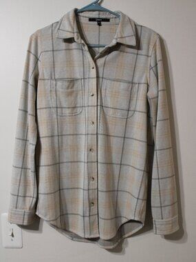 Women's Quince Button Down Sweater/Jacket Stretch Knit Flannel Shirt